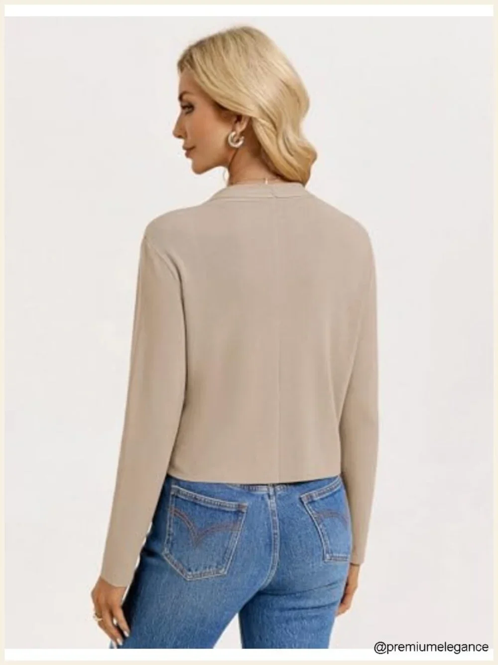 Cropped Knit Blazer Shawl Collar Open Front Cardigan Lightweight Bolero Shrug